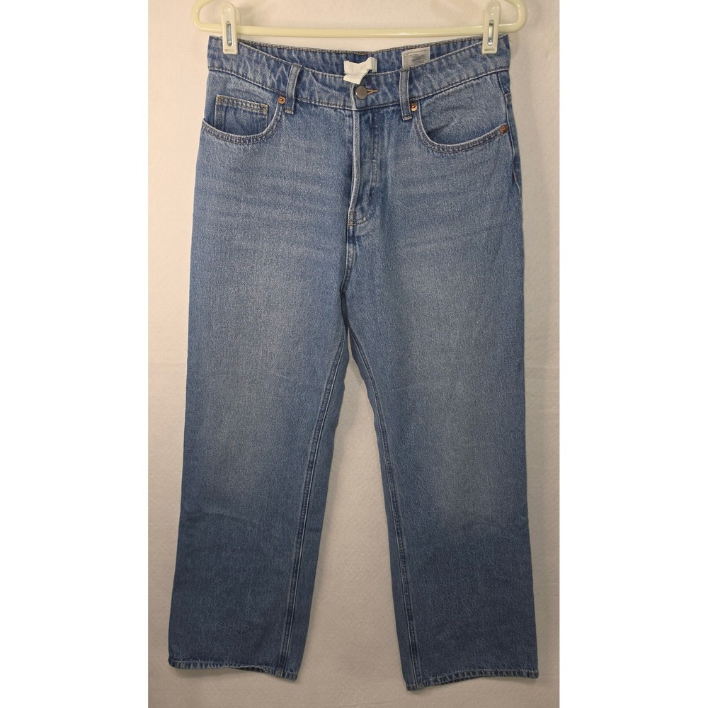 HM High Waisted Straight Leg Jeans Medium Wash Blue Cotton Denim US 6